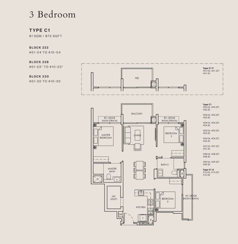Type C1 · 3 Bedroom